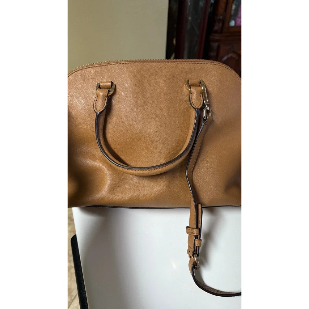 MICHAEL KORS MK LG Dome Satchel‎ Bag and matching wallet Tan Saffiano